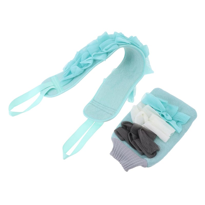 Blue Double Sided Bathing Gloves Soft Gentle Body Scrubber Towel for Shower Efficient Easy Storage - Image 1
